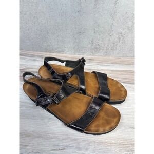 Naot Women's Pamela EU 41 L10 Black Leather Adjustable Slingback Buckle Sandals‎